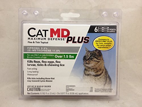 CatMD Max Defense Plus Flea & Tick Topica for Cats (Over 1.5 lbs) - 6 Month Supply