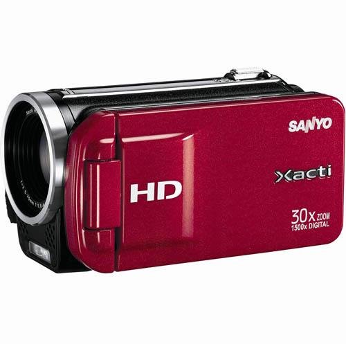 Sanyo VPC-TH1 HD Compact Flash Memory Camcorder w/ 30x Optical Zoom (Red)