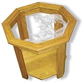 Oak Glass Top End Table With Mountain Man and Mule Etched Glass - Mountain Man and Mule End Table Furniture - Unique Mountain Man and Mule Gift Ideas - Fully Assembled - 22