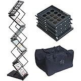 Noza Tec 6 Pockets Pop-Up Portable Literature Rack Magazine Holder Metal Frame With Carrying Bag - Black
