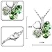 White Gold Plated Swarovski Crystal Heart Shaped Four Leaf Clover Pendant Necklace - Aqua