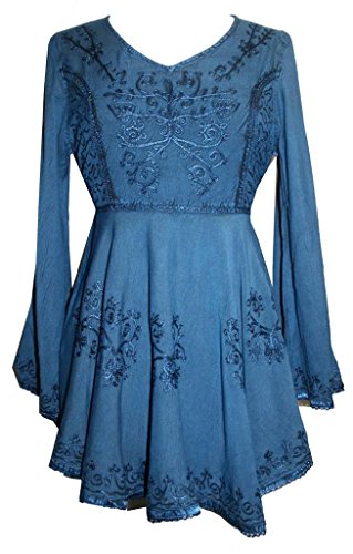02 B Agan Traders Medieval Embroidered Flair Tunic Top Blouse