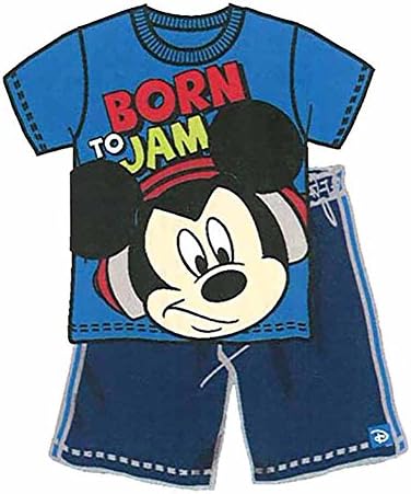 Disney Mickey Mouse ' Born To Jam ' Baby Boys T Shirt and Mesh Short Outfit - Blue