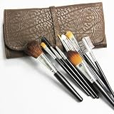 10 pc Professional Make Up Brush Set w/case- Powder, Foundation, Eye + Sponge