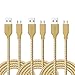 iSeeker Bundle of 3 Durable 6ft Nylon Braided Tangle-Free Micro USB Cable for Android, Samsung, HTC, Motorola, Nokia and More(Golden)
