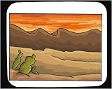 Decorated Mouse Pad with Africa, cactus, Sahara, mountains, desert, hills, evening, dunes