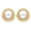 18K Yellow Gold Mabe Pearl and Diamond Earrings