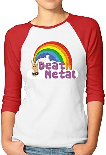 Heavy Metal Pony Rainbow Womens Tow Toned Raglan 3/4 Sleeve Tee Shirts