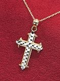 14K 2 - tone Gold Cross Necklace