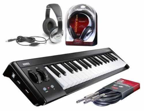 Korg microKEY USB Powered Keyboard Bundle with Headphones and 10-Foot Instrument Cable product image