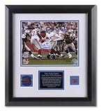 Eli Manning New York Giants - Super Bowl XLII Scramble - Framed 8x10 Photograph with Game Used Football Piece and Team Medallion