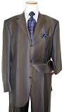 Extrema by Zanetti Olive With Multicolor Pinstripes Super 140's Italian Wool Wideleg Suit