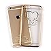 iPhone 7 Plus Case,Double-Lin Mini Love Heart Glitter Bling Crystal Rhinestone Diamonds Clear Rubber Plating Frame TPU Soft Silicone Bumper Case Cover for iPhone 7 Plus Gold