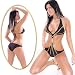 Monokini Badeanzug Bikini Schwarz Gold Straß