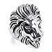 KONOV Men's Biker Vintage Stainless Steel Lion Ring, Silver