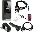 Microsoft Zune 80GB / 120GB Silicone Skin (SMOKE) w/ AV Audio Visual / Video Cable, USB 2in1 Sync and Charging Cable along with universal USB Car and Wall / Travel Chargers, Screen Guard / Protector and a Auxiliary 3.5mm to 3.5mm MP3 Jack Cable