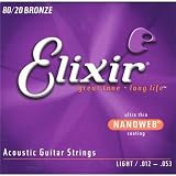 Elixir Strings Nanoweb 80/20 Bronze Acoustic Strings (.012-.053 (Light))