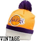 Mitchell & Ness Los Angeles Lakers Gold Vintage Jersey Stripe Cuffed Knit Beanie