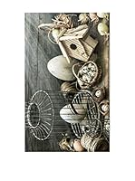 Huella deco Alfombra Bañada en Vinilo (Gris Oscuro/Beige)