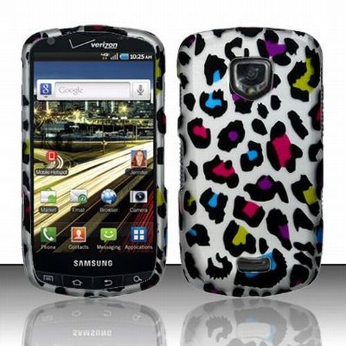 Samsung Droid Charge 4G Accessory - Colorful Leopard Protective Hard Rubberized Case Cover for Verizon