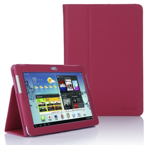 SupCase Slim Fit Folio Leather Tablet Case Cover for 10.1-Inch Samsung Galaxy Tab 2, Deep Pink (S5113-62A-DP)