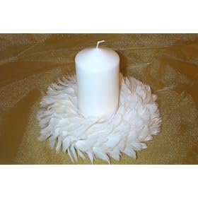 White Christmas Feather Candle Ring & Table Decoration