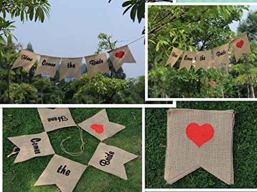 Weiqiao Hewitt Here Comes the Bride Burlap Banner