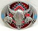 Buffalo Skull Head Red/Black Enamel Buckle