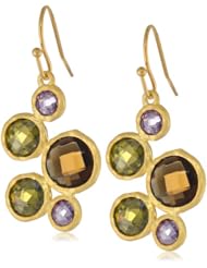 Gold Plated Multi-Colored Stone Bubble Drop Earrings