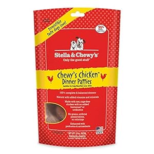 stella & Chewy's Freeze Dried Dog Food for Adult Dogs, Chicken Patties, 15 Ounce (2 pack with free treat)