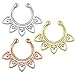 Plated Fake Septum Clicker Clip On Non Piercing Nose Ring Hoop Cartilage Septum Hanger Heart 3/8