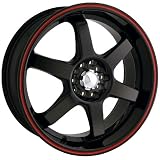 Akita Racing AK-55 (Series 455) Black and Redring - 17 x 7 Inch Wheel by Akita Racing