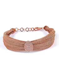 Sterling Silver & Cz Pink Gold Plated Bangle