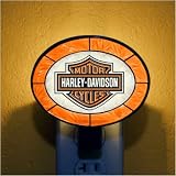 The Memory Company HD-HDO-246 Harley-Davidson Orange Art Glass Nightlight