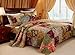 Finely Stitched French Country Patchwork Quilted Bedspread Set Queen Size - Includes Bed Sheet Straps