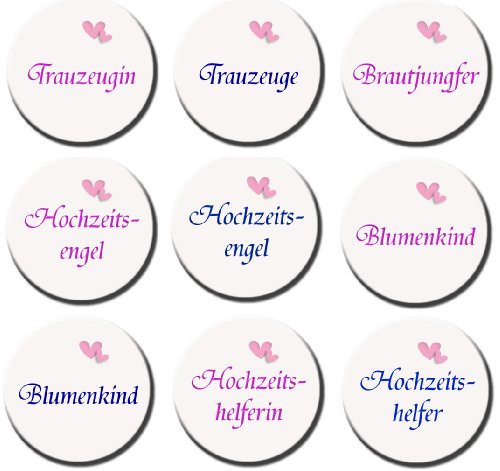 Produkt-Bild: Hochzeits Buttons: Hochzeit Helfer: Trauzeuge, Trauzeugin, Hochzeitshelfer, Blumenkind usw. - Hochzeit / Wedding Set 3