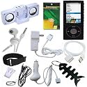 TPA- 12 Items Accessory Bundle Combo for Apple Ipod Nano 5th Generation 8gb, 16gb Series Including: Black Silicone Skin Case , USB 2in1 Data Sync Cable, Car Charger, Wall / Travel / AC Adapter Charger, Portable Foldable Speaker Dock, Armband, Belt Clip, Lanyard, Screen Protector, 3.5mm~3.5mm Straight Audio cable, 3.5mm White In-Ear Stereo Headset and Fishbone style Keychain