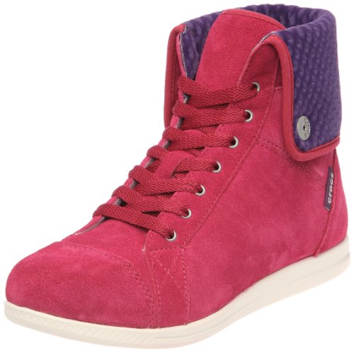 Crocs LoPro Suede Hi-top Sneaker, Chaussures montantes femme - Rouge (Pomegranate/Mulberry), 39-40 EU (W9 US)