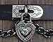 Gothic Style Faux Leather Collar Choker Necklace with Heart Lock Dangle Pendant