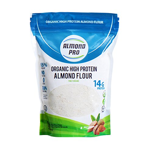 Almond Pro Organic High Protein Almond Flour (Pack of 2), Low Fat, Kosher, Gluten Free.