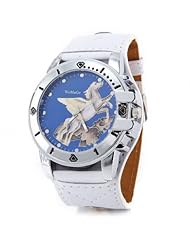 Horse Pattern Quartz Analog Watch Wristwatch Timepiece with PU Leather Band & Rhinestones for Women Lady - White SWWT3-280948