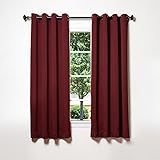 Best Home Fashion Thermal Insulated Blackout Curtains - Antique Bronze Grommet Top - Burgundy - 52"W x 63"L - (Set of 2 Panels)