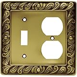 Brainerd 64051 Paisley Single Toggle Switch/Duplex Outlet Wall Plate / Switch Plate /  Cover, Tumbled Antique Brass