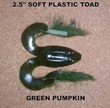 2.5 Soft Plastic Toad - (10 Pack) Green Pumpkin with various tail colors