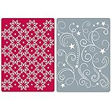 Sizzix Textured Impressions Embossing Folders 2PK - Flowers, Stars & Swirls Set by Rachael Bright
