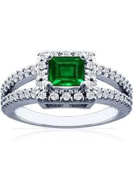 18K White Gold Princess Cut Emerald Ring With Sidestones (GIA Certificate)