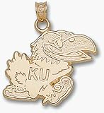 Kansas Jayhawks 3/4 Polished Jayhawk Pendant - 10KT Gold Jewelry