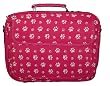 Designer Computer Briefcase - Raspberry Paw Design Computer Bag (Paw Print Design) Adjustable Padded Shoulder Strap - Raspberry with White Paw Prints