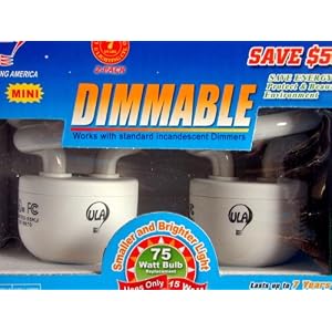 4 Pack Dimmable Compact Fluorescent Light Bulbs! 15w = 75w Ulamerica Model: by ULA