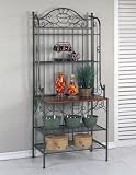 Powell Le Caf� Patina Gray & Cherry Baker's Rack